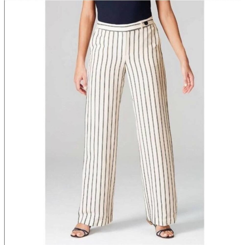 J.Jill Westport Full Length Striped Wide Leg Pants 8